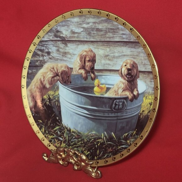 VTG Hamilton Collection Decorative Plate The Waters Fine Jon Ren A World of Pupp - Picture 10 of 11